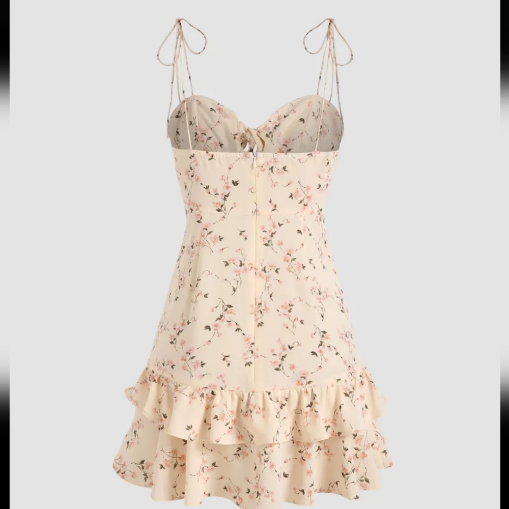 Cider Ruffles Trim Tie Corset Dress